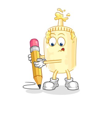 Mayonez kalemle yazılır. karikatür maskotu vektosu