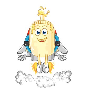 Jet pack maskotlu mayonez. çizgi film vektosu