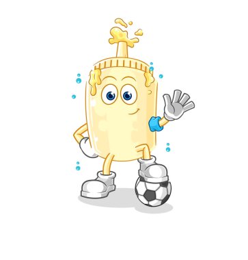 Mayonez futbol illüstrasyonu oynuyor. karakter vektosu