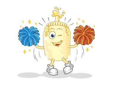 Mayonez ponpon kız çizgi filmi. karikatür maskotu vektosu