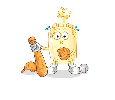 Mayonez beyzbol yakalayıcı çizgi filmi. karikatür maskotu vektosu