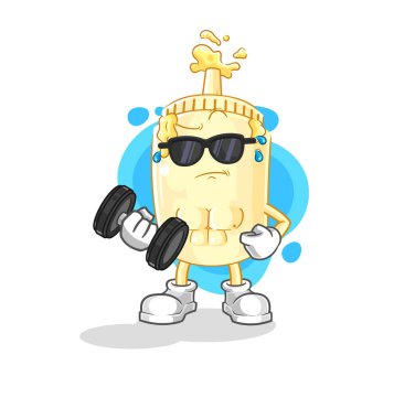 Mayonez dambıl taşıyıcısı. karikatür