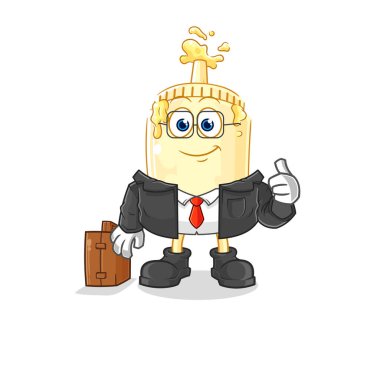 Mayonez ofis çalışanı maskotu. çizgi film vektosu