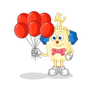 Balon vektörlü mayonez palyaçosu. karikatür