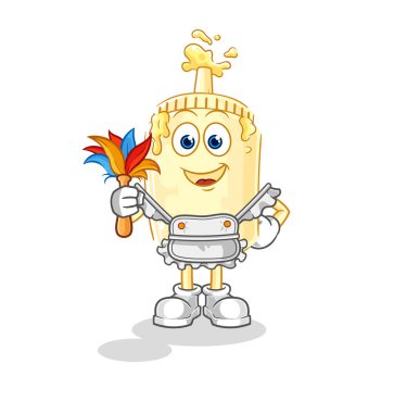 Mayonezli hizmetçi maskotu. çizgi film vektosu