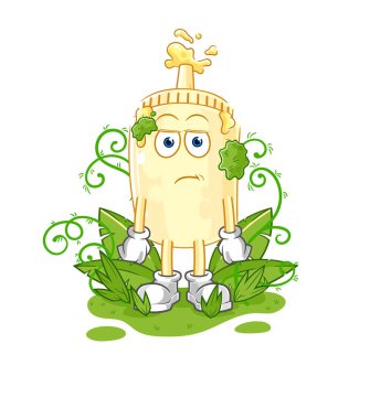 Uzun zamandır bekleyen mayonez maskotu. çizgi film vektosu