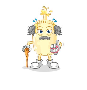 Mayonez beyaz saçlı yaşlı adam. karakter vektosu