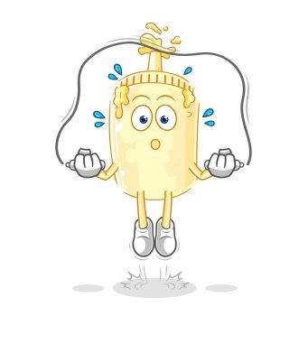 Mayonez ip atlama egzersizi. karakter vektosu