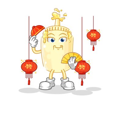 Fener resimli mayonez Çin yemeği. karakter vektosu