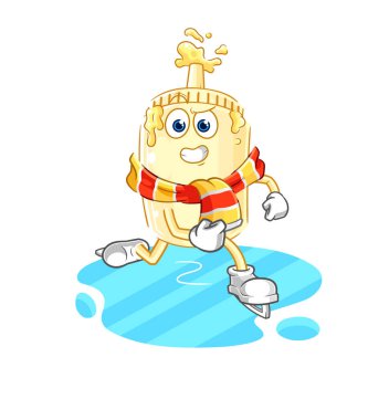 Mayonez buz kayağı çizgi filmi. karakter maskotu vekto