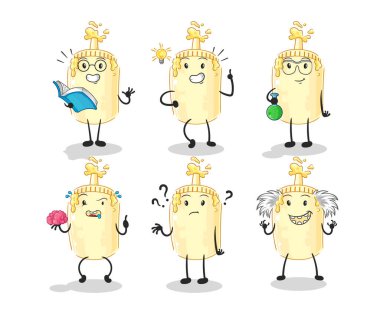 Mayonez düşünen grup karakteri. karikatür maskotu vektosu