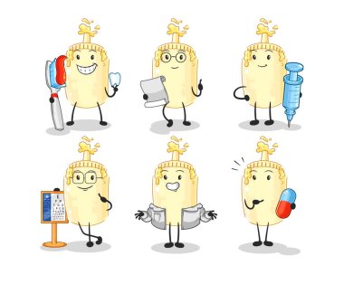 Mayonez doktoru grup karakteri. karikatür maskotu vektosu