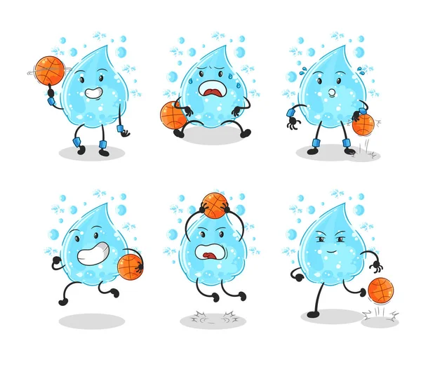 Personnage Groupe Joueurs Basket Ball Aquatique Soda Mascotte Vecto — Image vectorielle