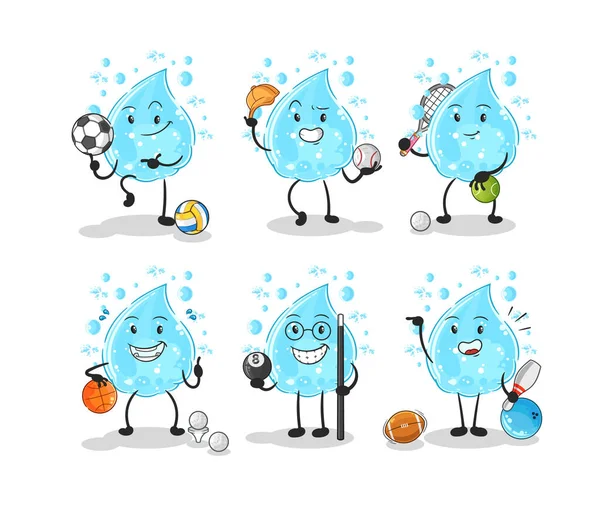 Das Soda Wassersport Set Charakter Cartoon Maskottchen Vecto — Stockvektor