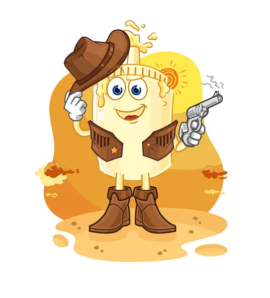 Der Mayonnaise Cowboy Mit Pistolencharakter Vecto — Stockvektor