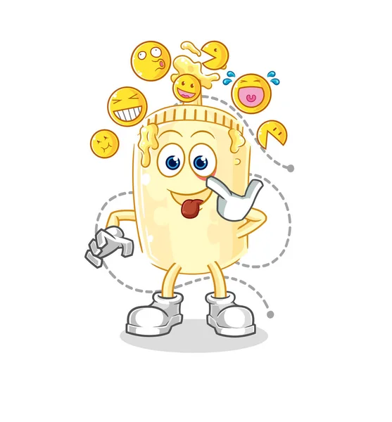 Die Mayonnaise Lacht Und Verspottet Charakter Cartoon Maskottchen Vecto — Stockvektor