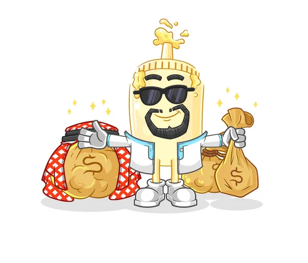 Mayonez zengini Arap maskotu. çizgi film vektosu