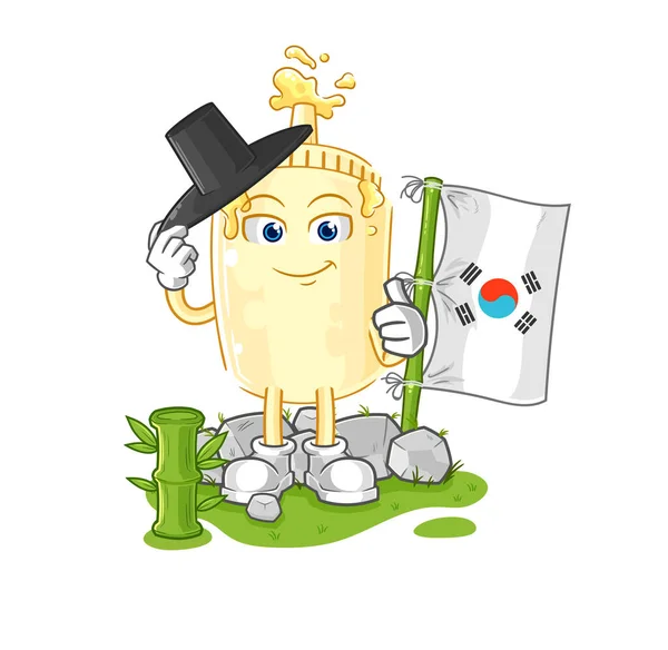 Carácter Coreano Mayonesa Mascota Dibujos Animados Vecto — Vector de stock