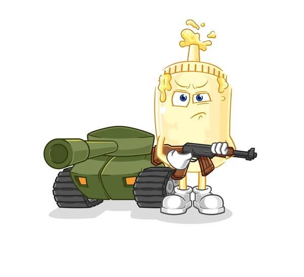 Soldado Maionese Com Caráter Tanque Mascote Desenhos Animados Vecto —  Vetores de Stock