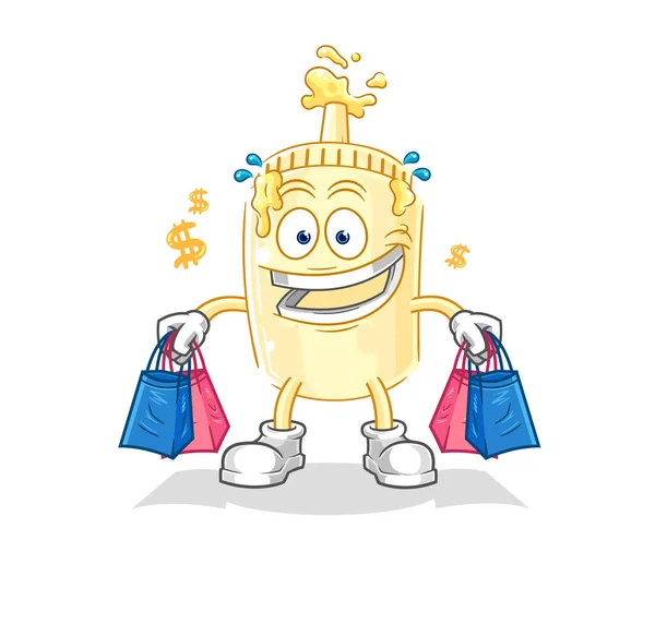 Mayonnaise Shoping Mascot Cartoon Vecto — Stock Vector