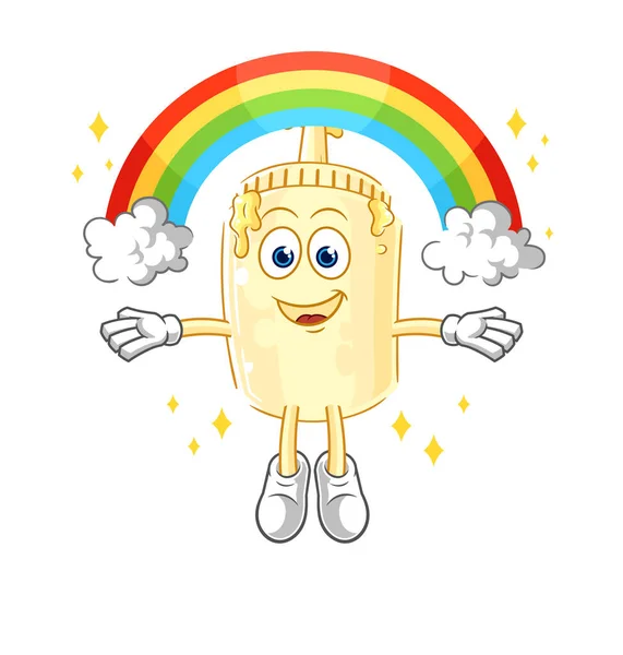 Die Mayonnaise Mit Einem Regenbogen Cartoon Vecto — Stockvektor
