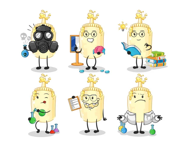 蛋黄酱科学家群体的特征 卡通吉祥物矢量 — 图库矢量图片