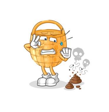 Kokuşmuş atık resimli sepet. karakter vektosu