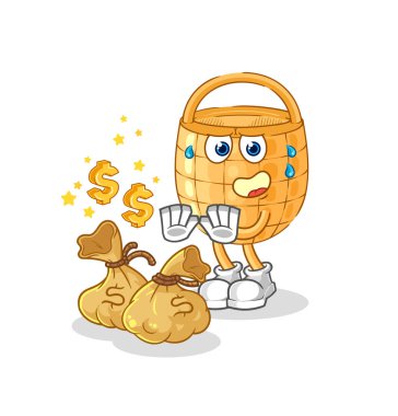 Sepet para illüstrasyonunu reddediyor. karakter vektosu