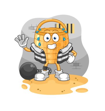 Hapisteki sepet suçlusu. karikatür