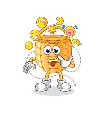 Sepet gülüşü ve alaycı karakter. karikatür maskotu vektosu