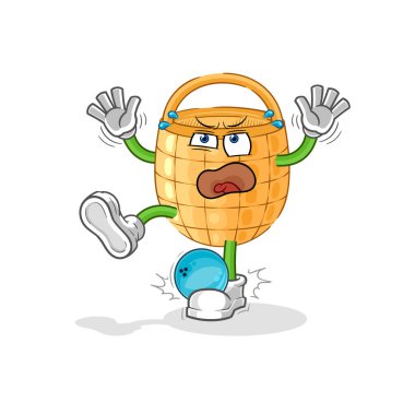 Bowling çizgi filminin basket vuruşu. karikatür maskotu vektosu