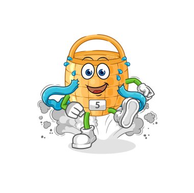 Sepet koşucusu karakter. karikatür maskotu vektosu