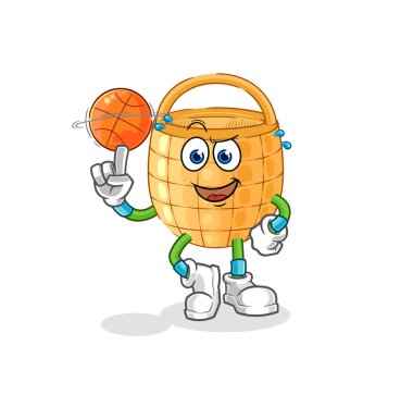 Sepet top maskotu. çizgi film vektosu