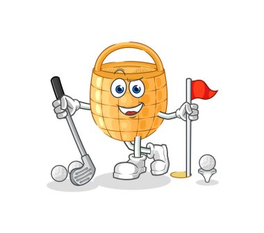 Golf oynayan sepet. karikatür
