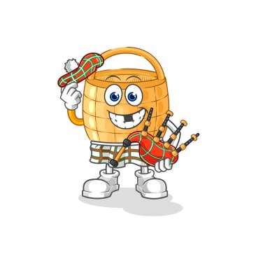 Sepet İskoç gayda taşıyıcısı. karikatür