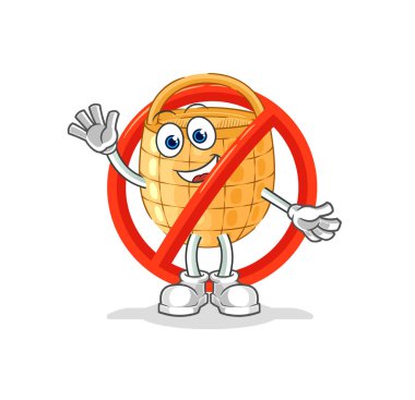 Sepet maskotuna hayır demek. çizgi film vektosu