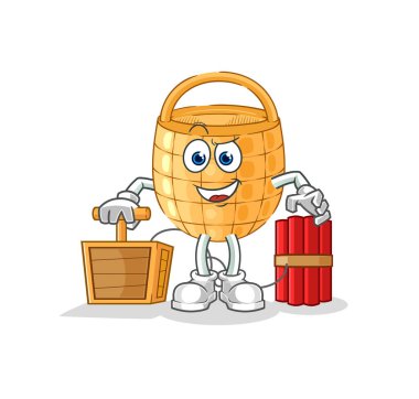 Sepette dinamit fünyesi var. karikatür maskotu vektosu