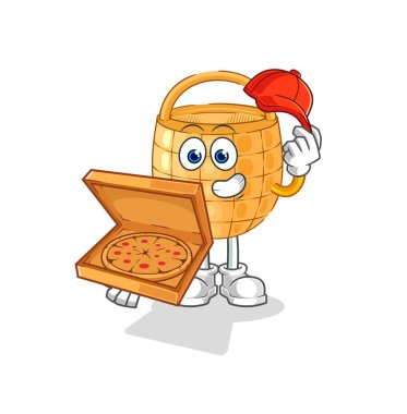 Sepet pizzacı çocuk vektörü. karikatür
