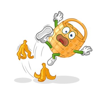 Sepet muza basıp kaydı. karikatür maskotu vektosu