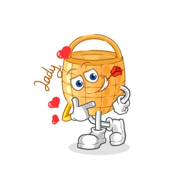 Sepet flörtü illüstrasyonu. karakter vektosu