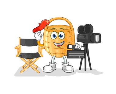 Sepet direktörü maskotu. çizgi film vektosu