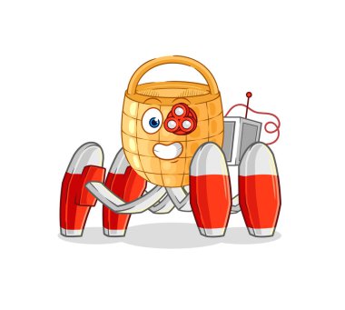 Sepet gelecekteki robot vektörü. karikatür