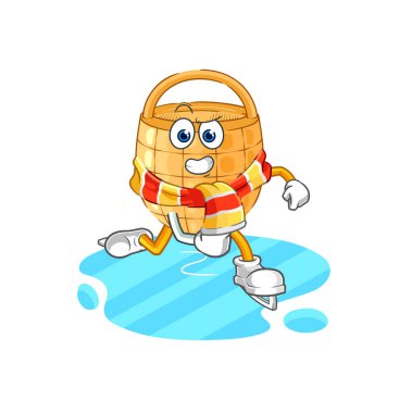 Sepet buz kayağı çizgi filmi. karakter maskotu vekto