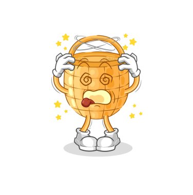 Sepetin baş döndürücü maskotu. çizgi film vektosu