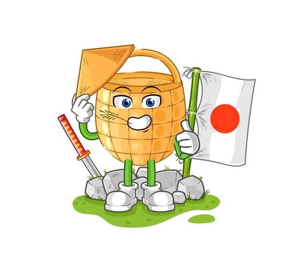 Basket Japanese Vector Cartoon Characte — Stock vektor