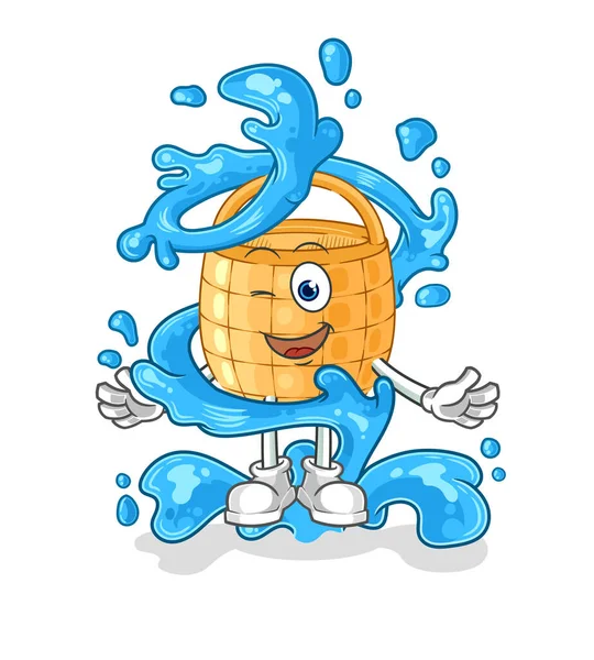 Basket Fresh Water Mascot Cartoon Vecto — Stock Vector
