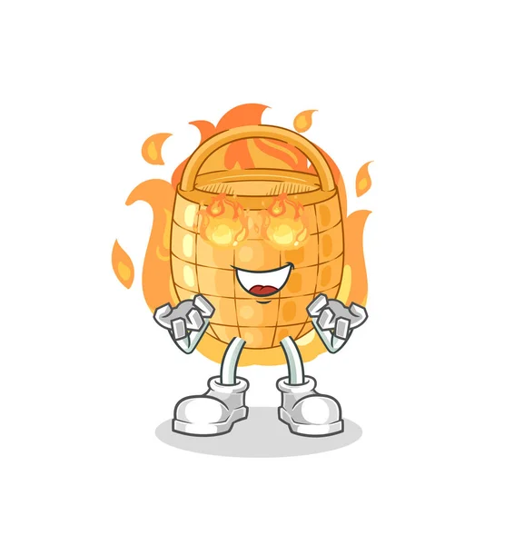 Basket Fire Mascot Cartoon Vecto — Stock Vector