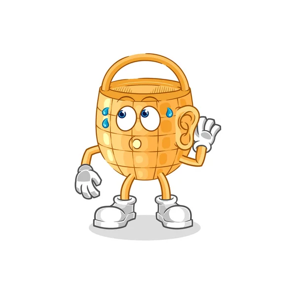 Basket Eavesdropping Vector Cartoon Characte — Stock Vector