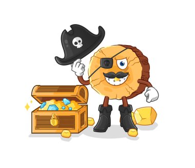 Define maskotu olan yuvarlak kütük korsanı. çizgi film vektosu