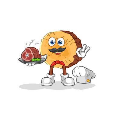 Et maskotu olan yuvarlak kütük şefi. çizgi film vektosu